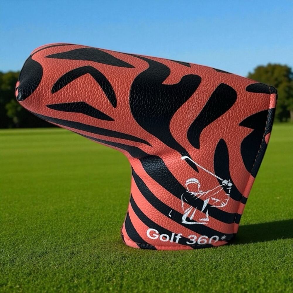 Golf 360 Degree Tiger Orange‎ Black Blade Putter Headcover Head Cover Magnetic